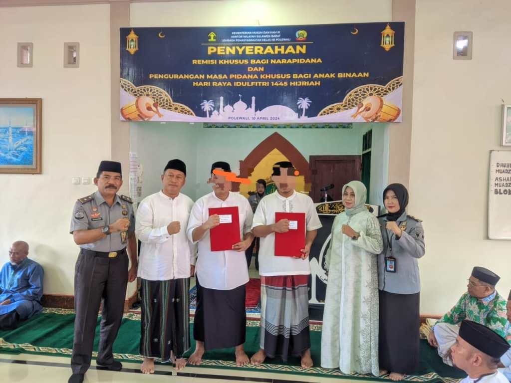Kemenkumham Sulbar Berikan Remisi Idul Fitri kepada 778 WBP, 1 Orang Langsung&nbsp;Bebas